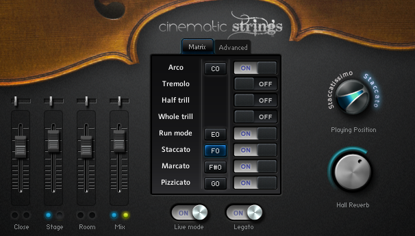 Cinematic Strings' Main Interface